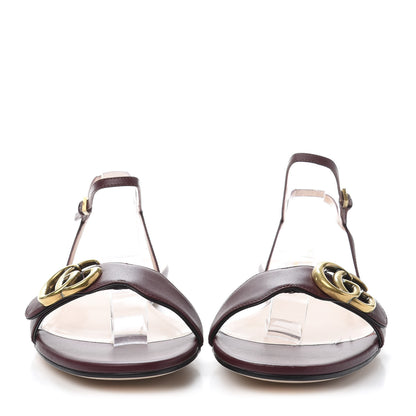 Gucci Lifford Calfskin GG Marmont Ankle Wrap Flat Sandals 38.5 Vintage Bordeaux 2 of 8