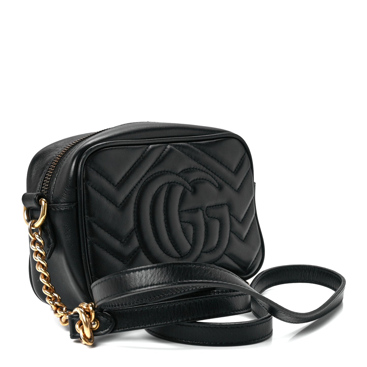 Calfskin Matelasse Mini GG Marmont Chain Shoulder Bag Black