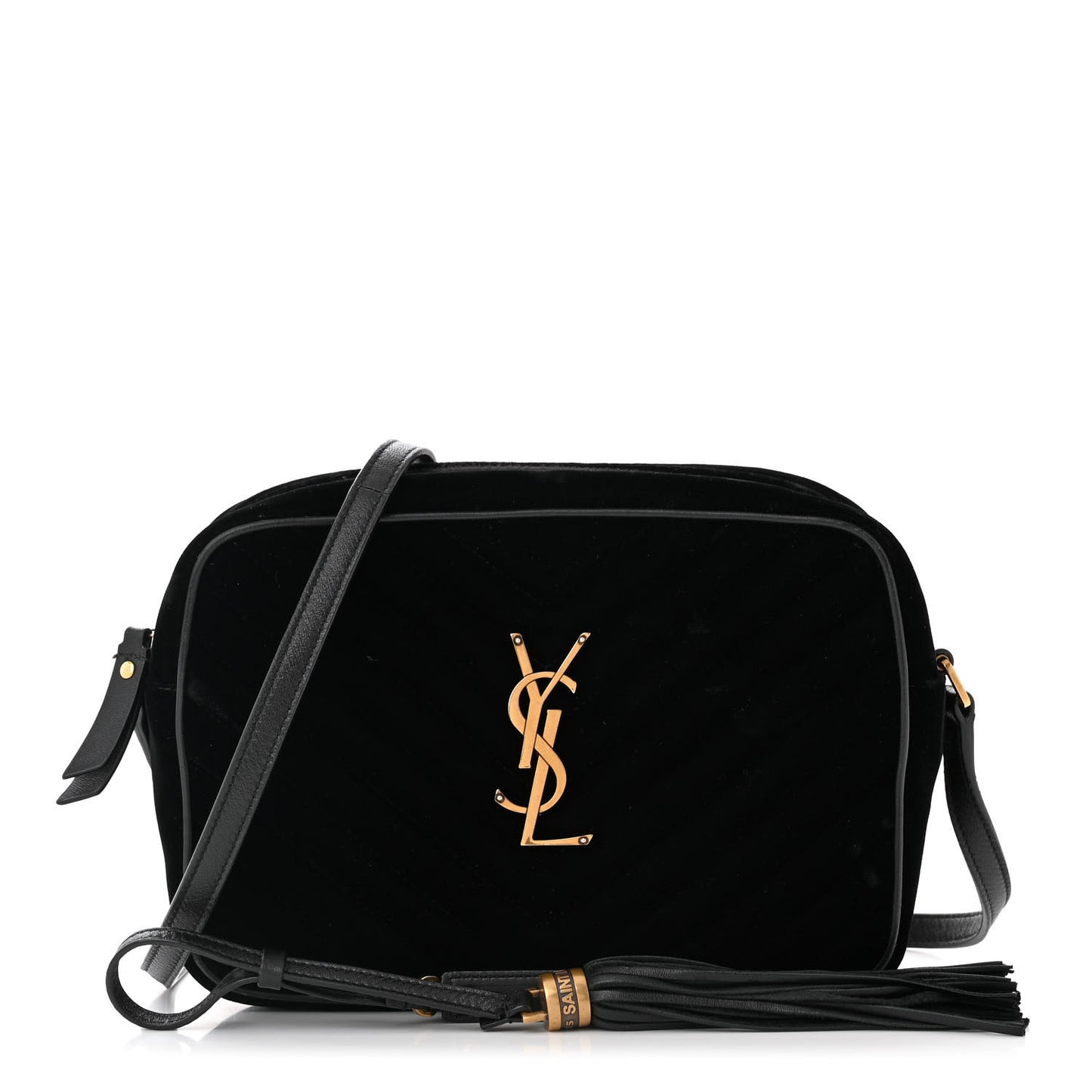 Velvet Matelasse Monogram Lou Camera Bag Black