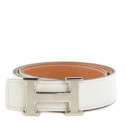 Hermes Epsom Chamonix 32mm H Belt 90 White Gold 1 of 8