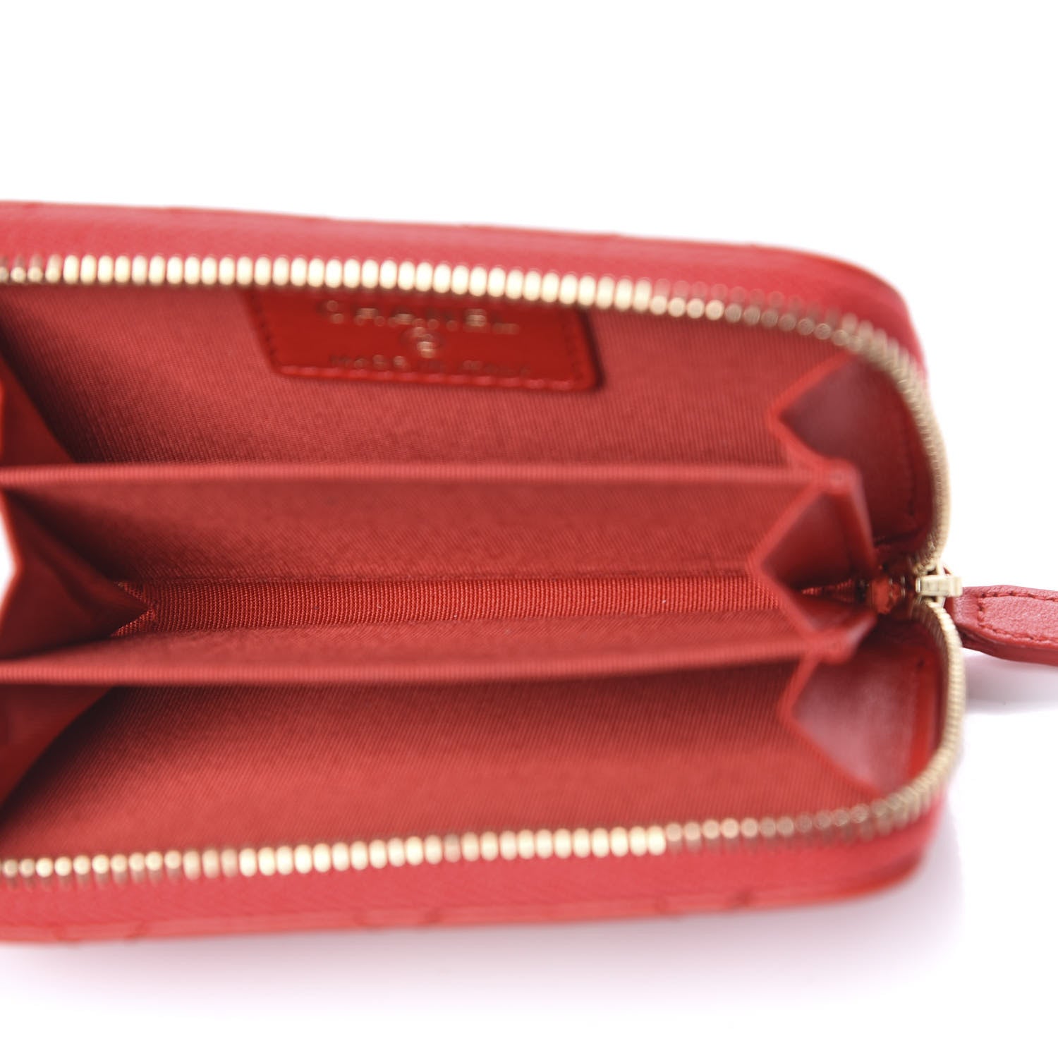 Chanel Lambskin Quilted Camellia Zip Coin Purse Red 4 of 7