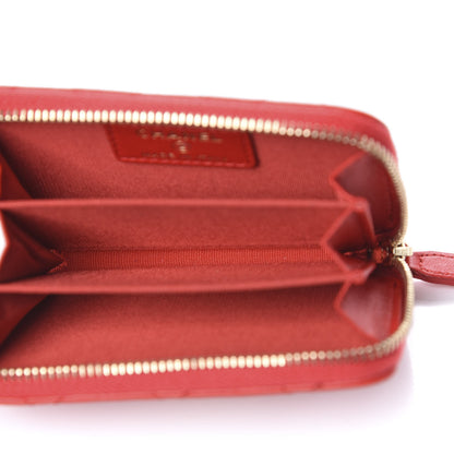 Chanel Lambskin Quilted Camellia Zip Coin Purse Red 4 of 7