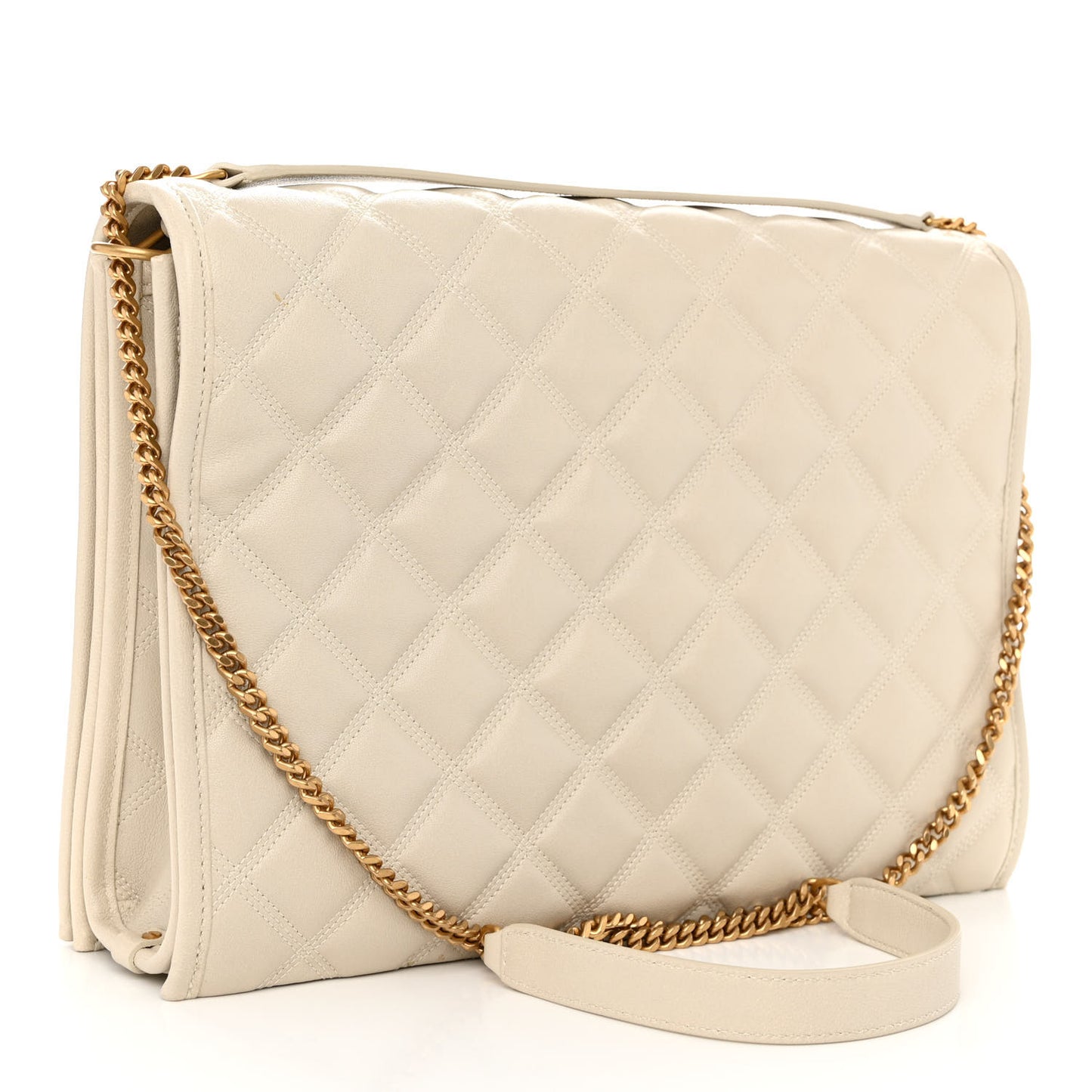Lambskin Quilted Large Becky Chain Bag Crema Soft