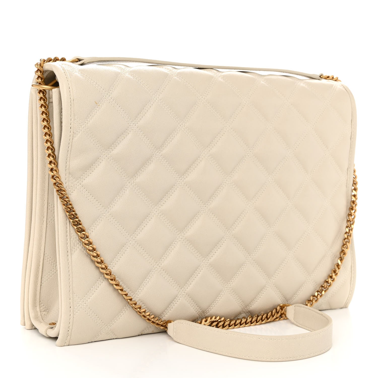 Saint Laurent Lambskin Quilted Large Becky Chain Bag Crema Soft 3 of 11