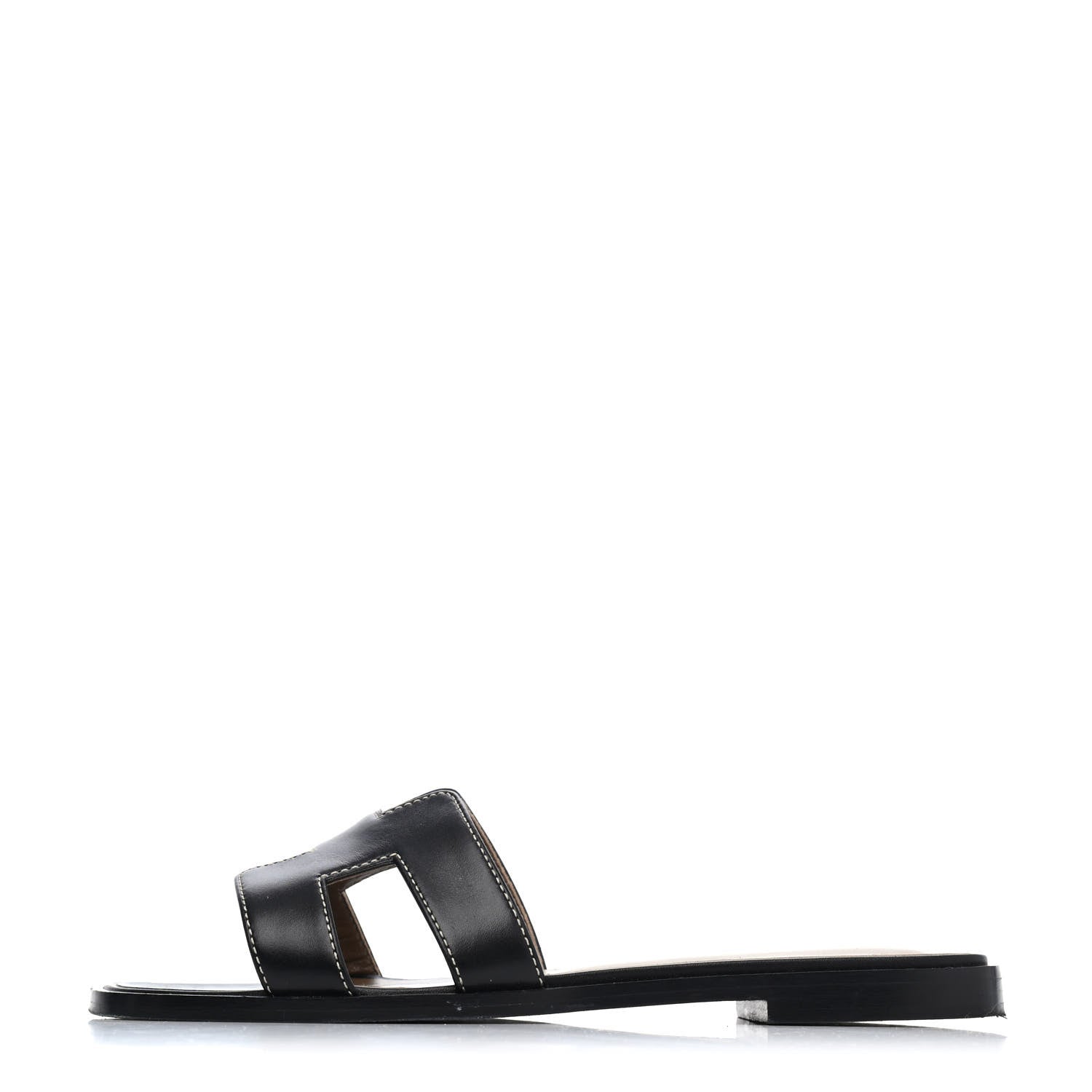 Hermes Box Calfskin Oran Sandals 35.5 Black 1 of 4