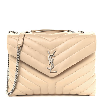 Saint Laurent Calfskin Y Quilted Monogram Medium Loulou Chain Satchel Nude Powder 1 of 10
