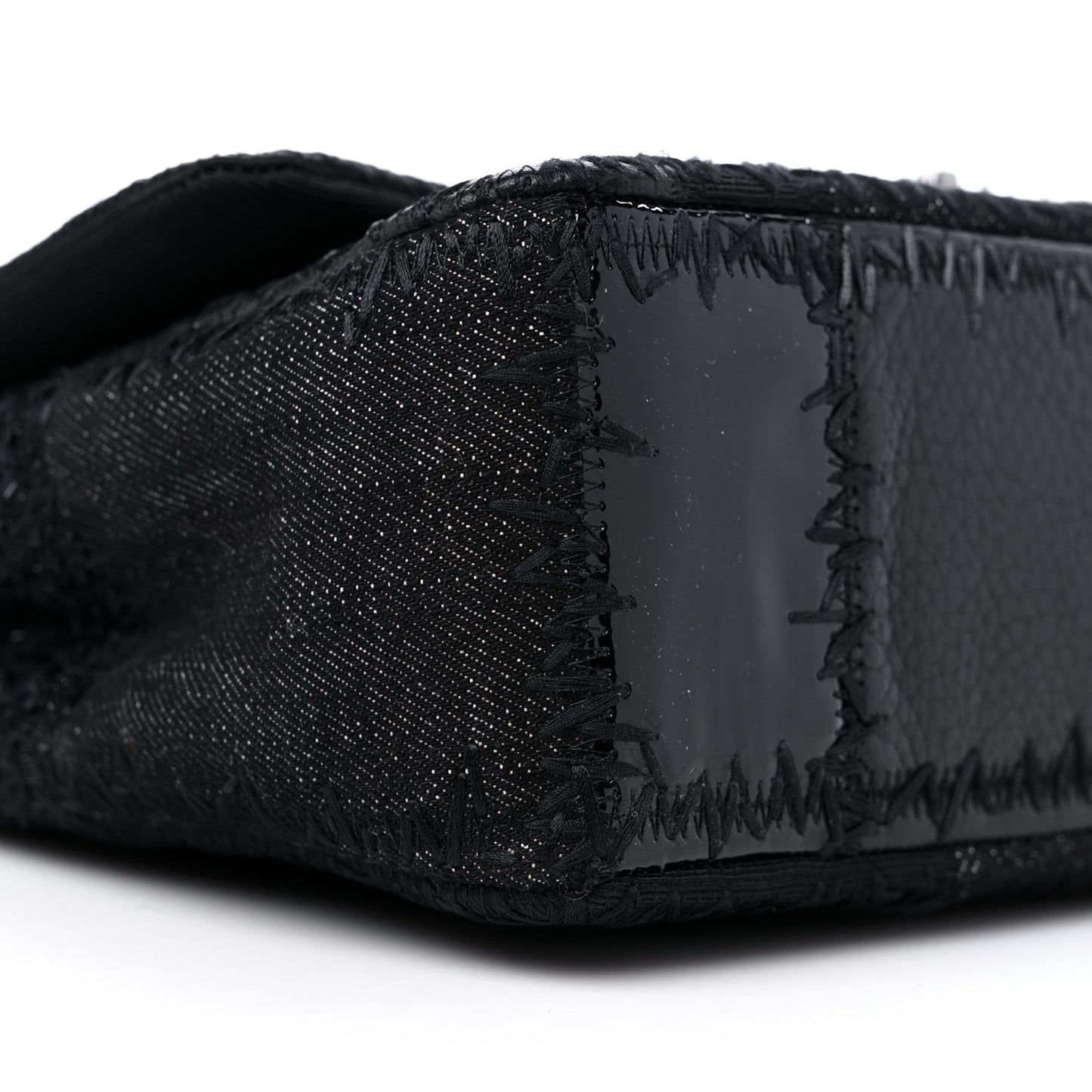 Tweed Patchwork Jumbo Single Flap Black