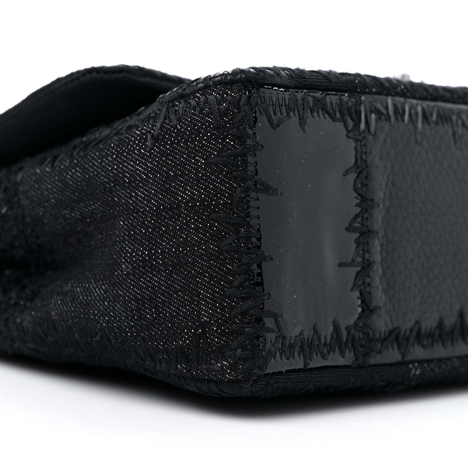 Chanel Tweed Patchwork Jumbo Single Flap Black 8 of 10