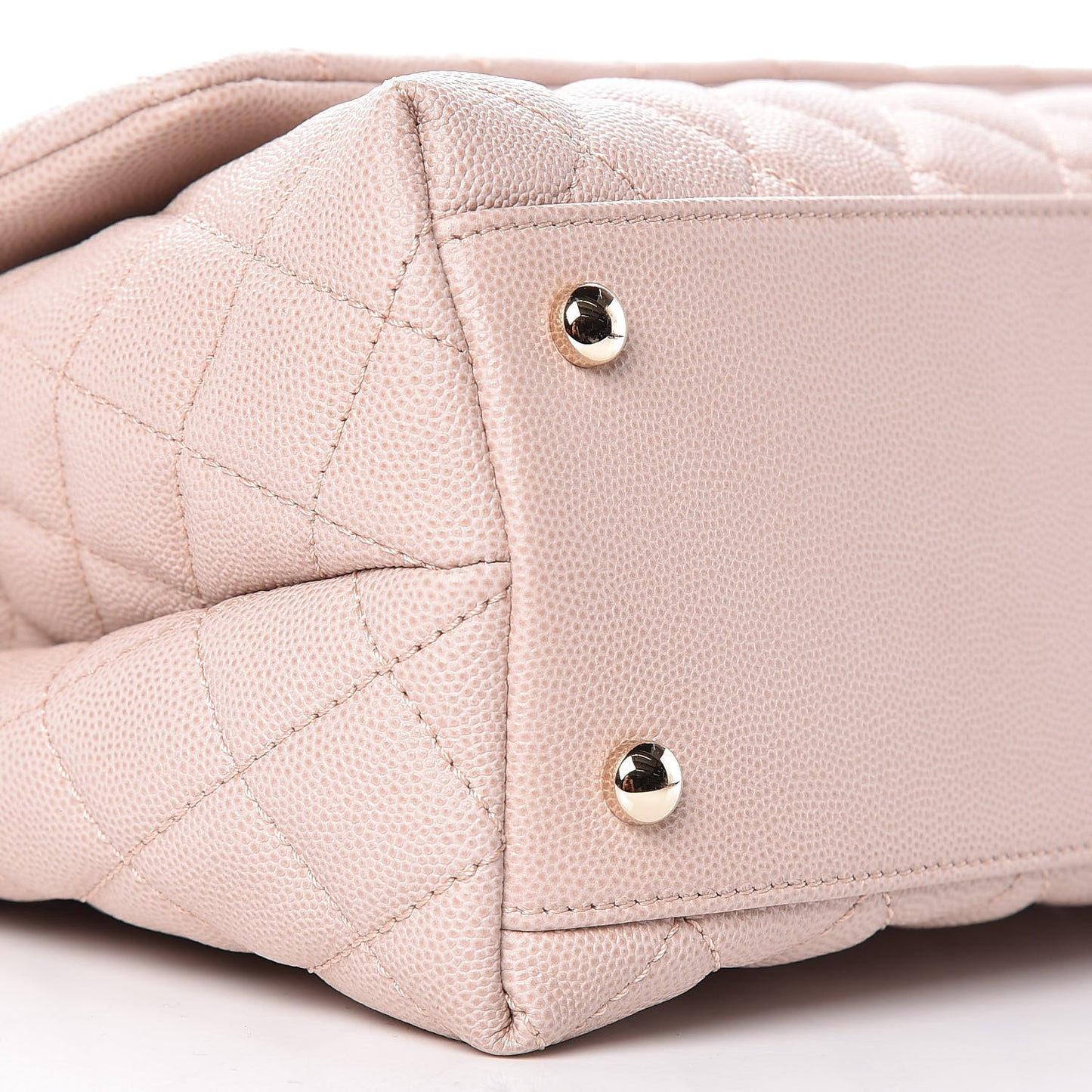 Caviar Quilted Small Coco Handle Flap Light Beige
