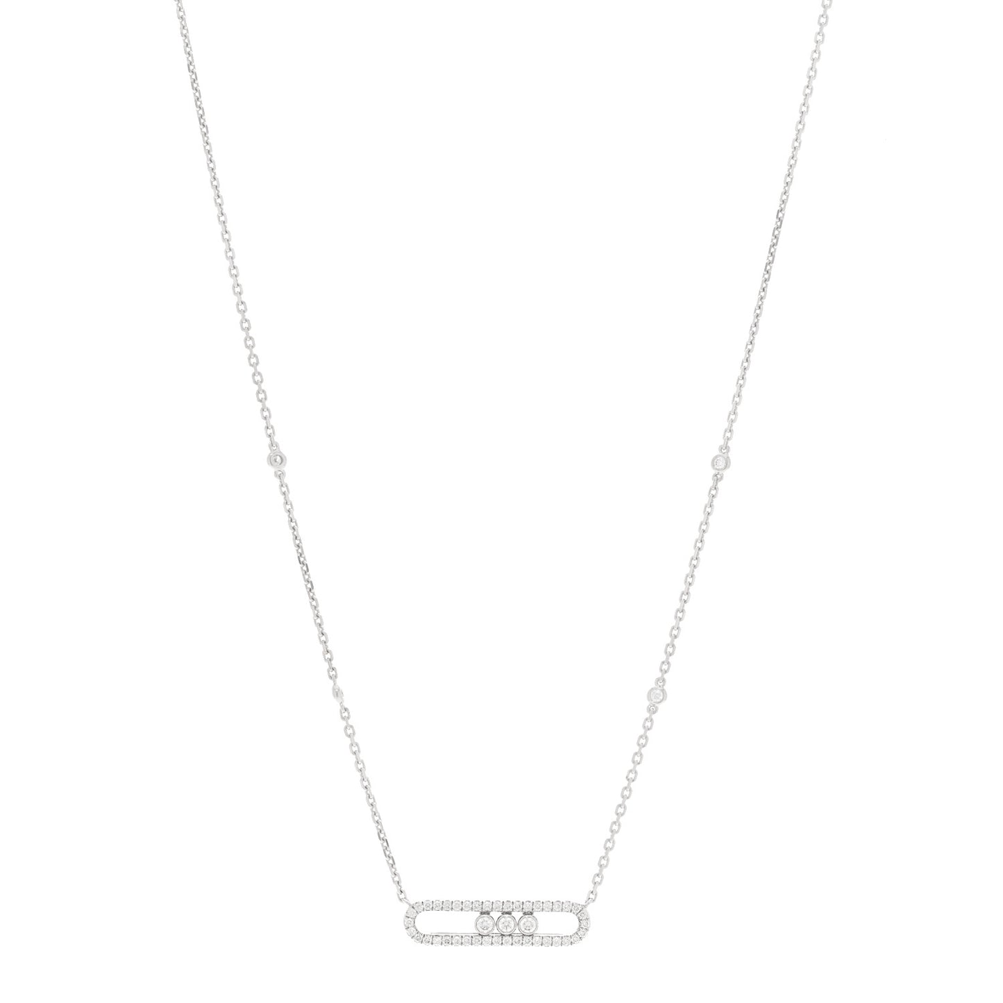 18K White Gold Diamond Baby Move Pave Necklace
