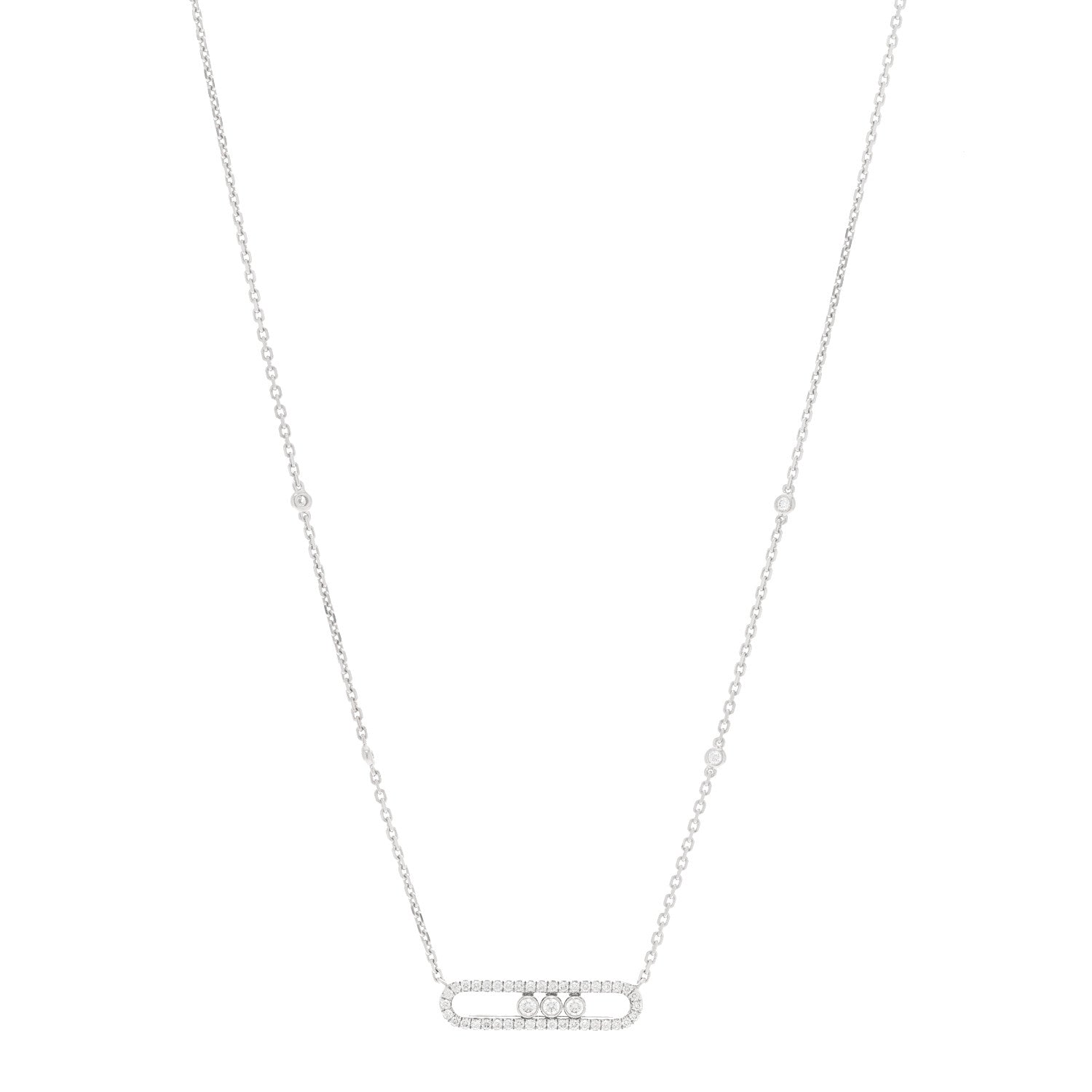 Messika 18K White Gold Diamond Baby Move Pave Necklace 1 of 5