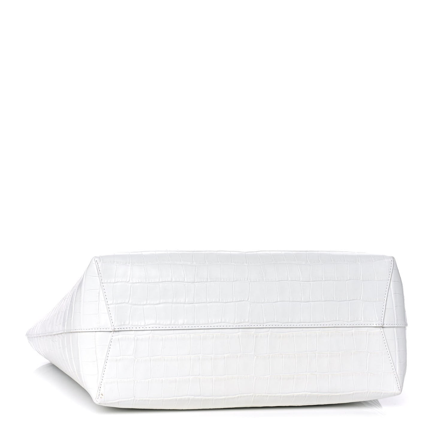 Calfskin Crocodile Embossed Large Shopping Tote White