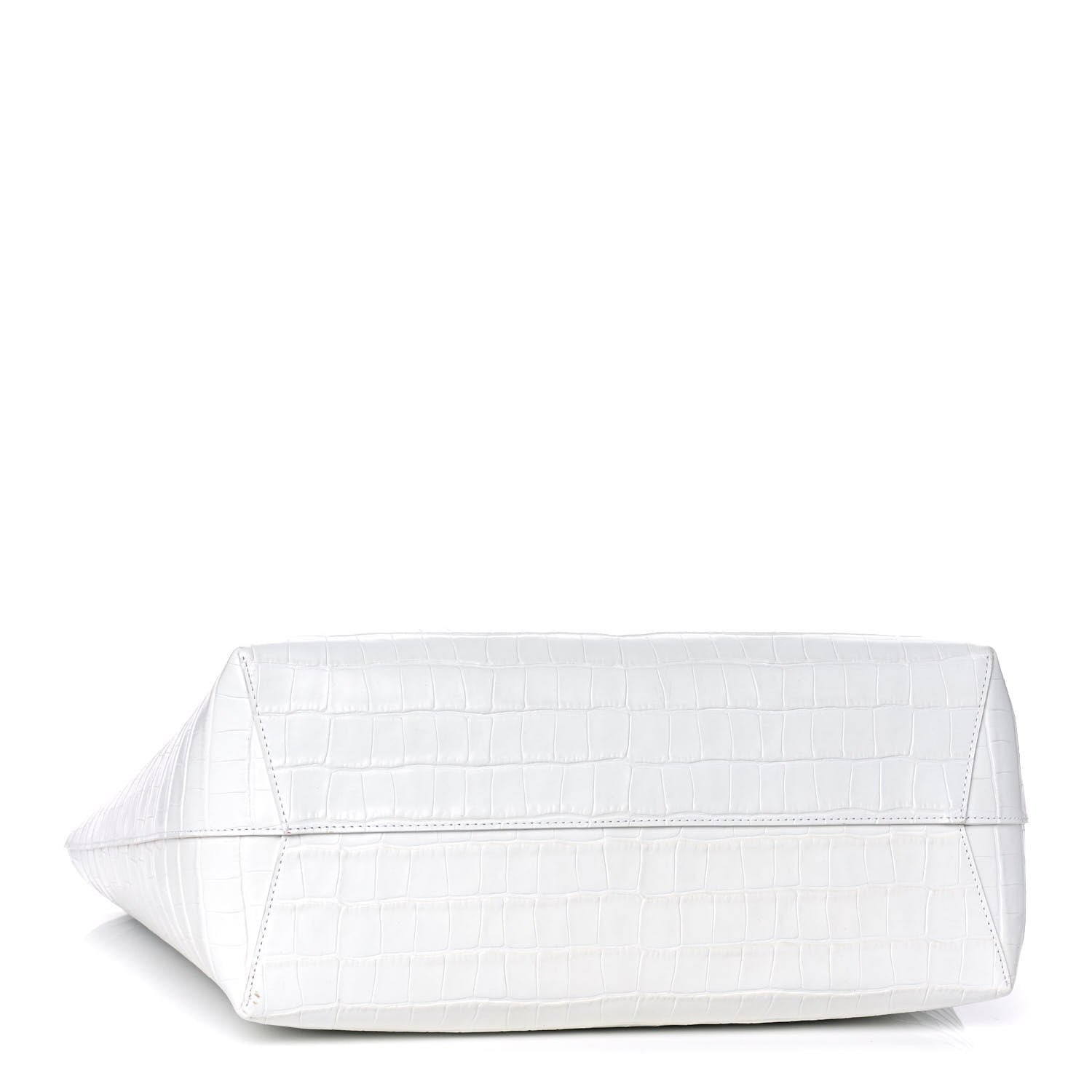 Mansur Gavriel Calfskin Crocodile Embossed Large Shopping Tote White 4 of 12