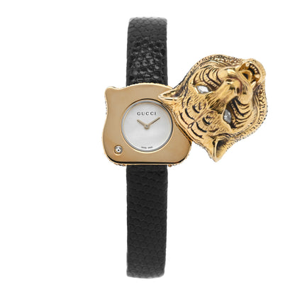 Gucci 18K Yellow Gold Lizard Diamond Mother of Pearl 21mm Le Marche Des Merveilles Secret Quartz Watch 2 of 5