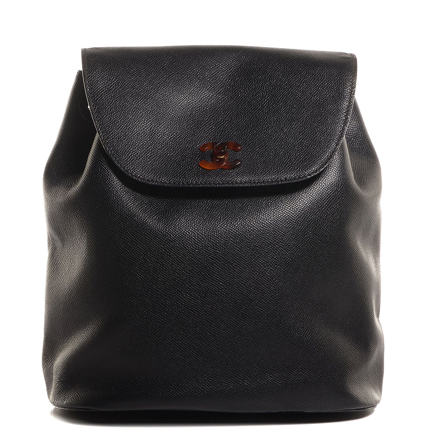 Grained Calfskin Tortoise CC Backpack Black