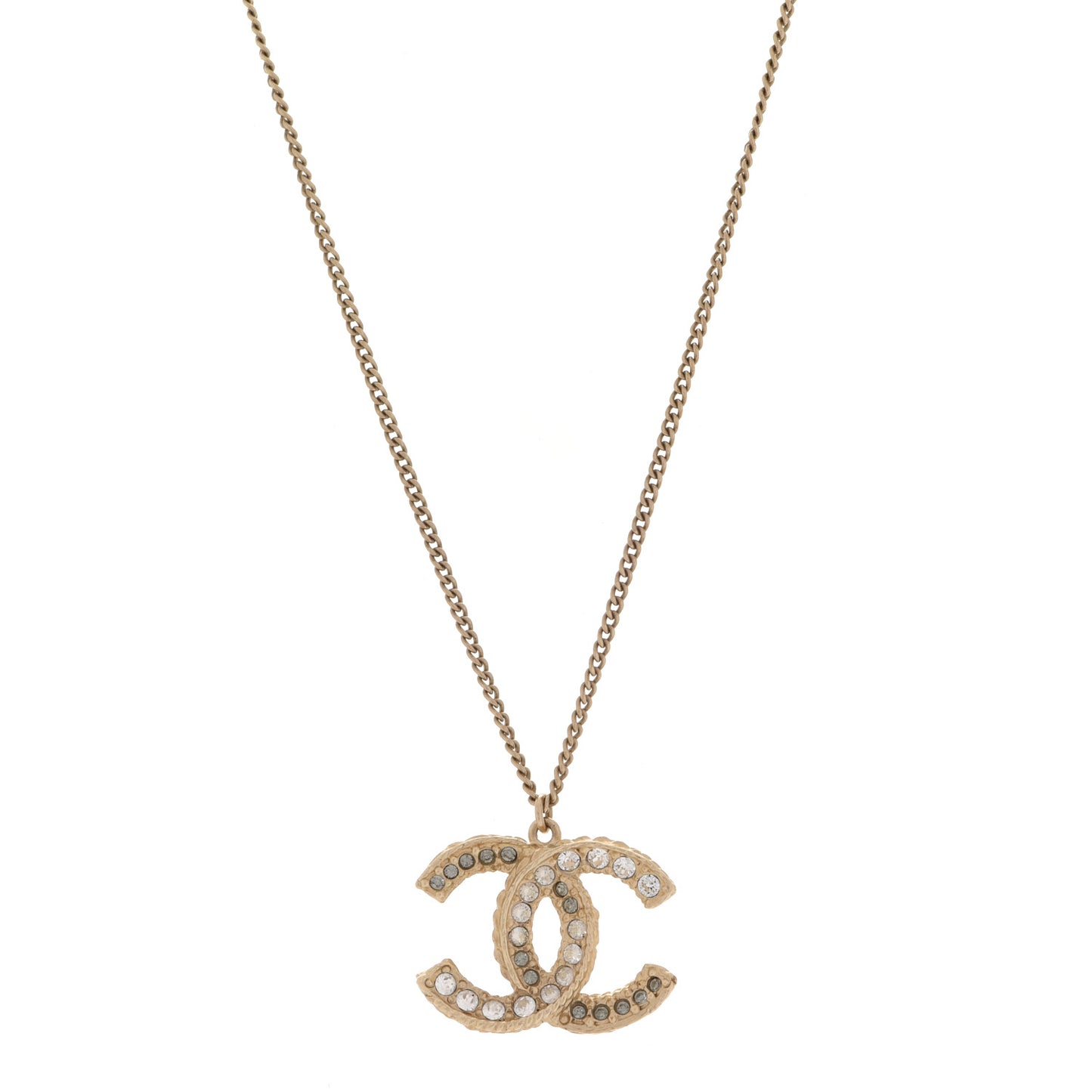 Crystal Enamel CC Necklace Gold