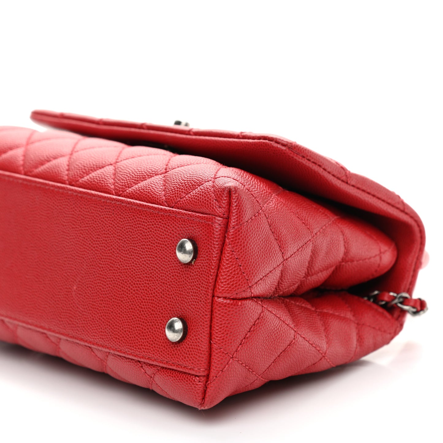 Caviar Quilted Mini Coco Handle Flap Dark Red