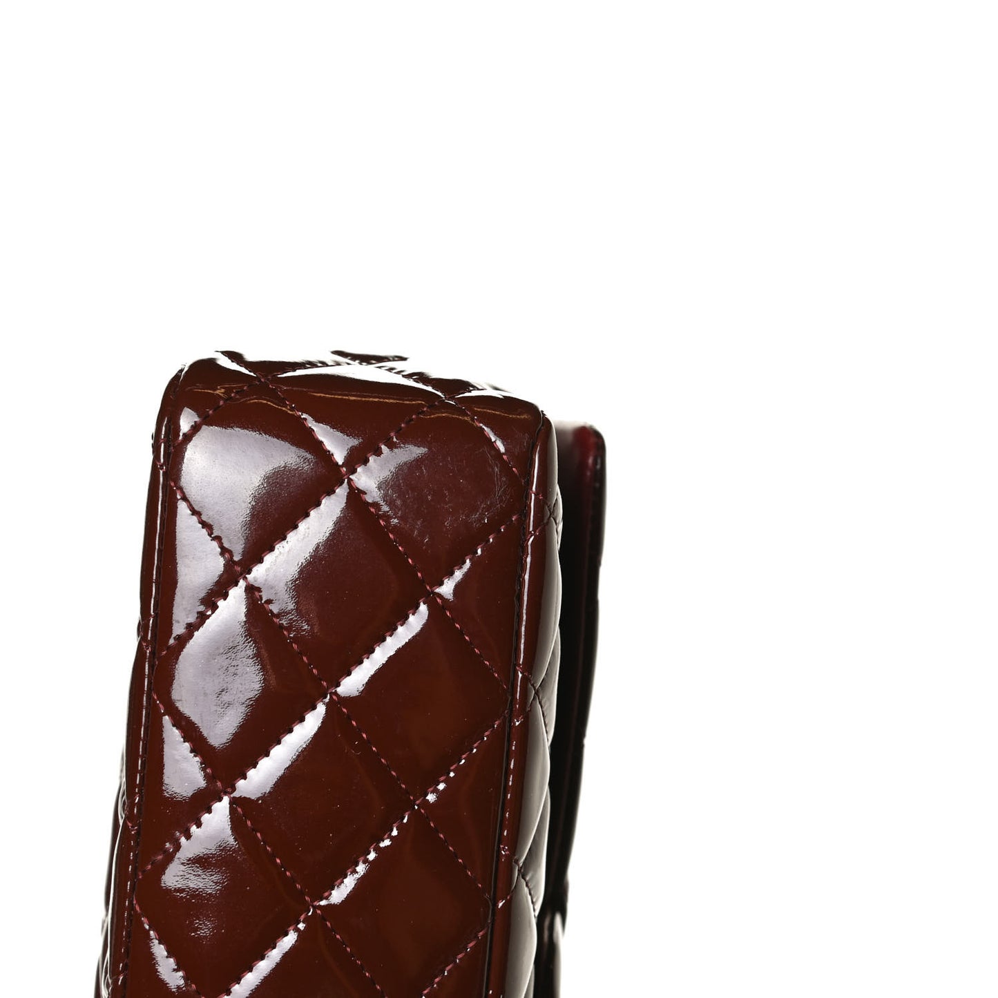 Patent Calfskin Quilted Medium Double Flap Dark Red