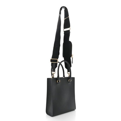 Prada Saffiano Lux Triangle Small Double Handle Crossbody Tote Black 3 of 10