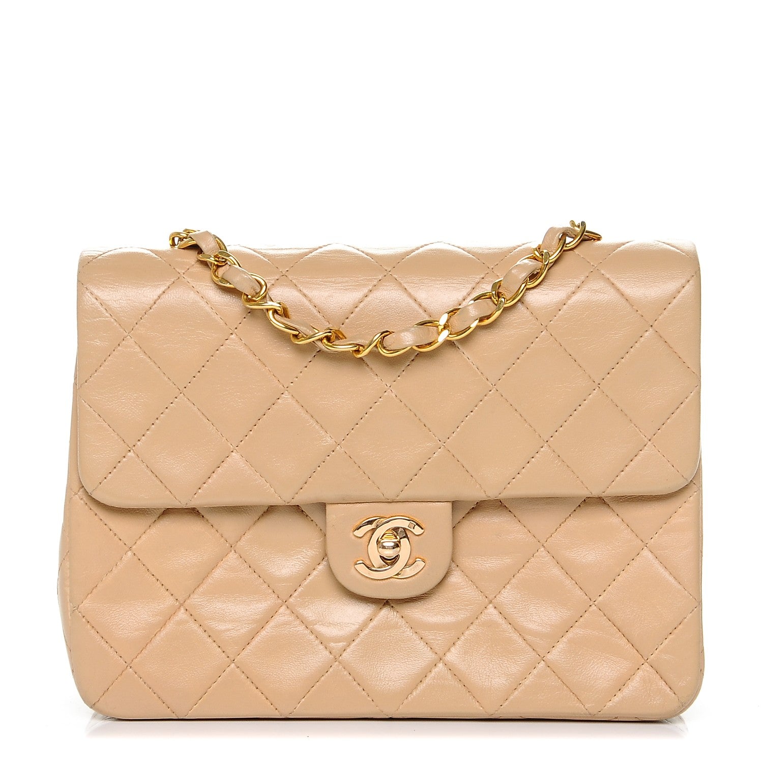 Chanel Lambskin Quilted Small Single Flap Beige 1 of 8