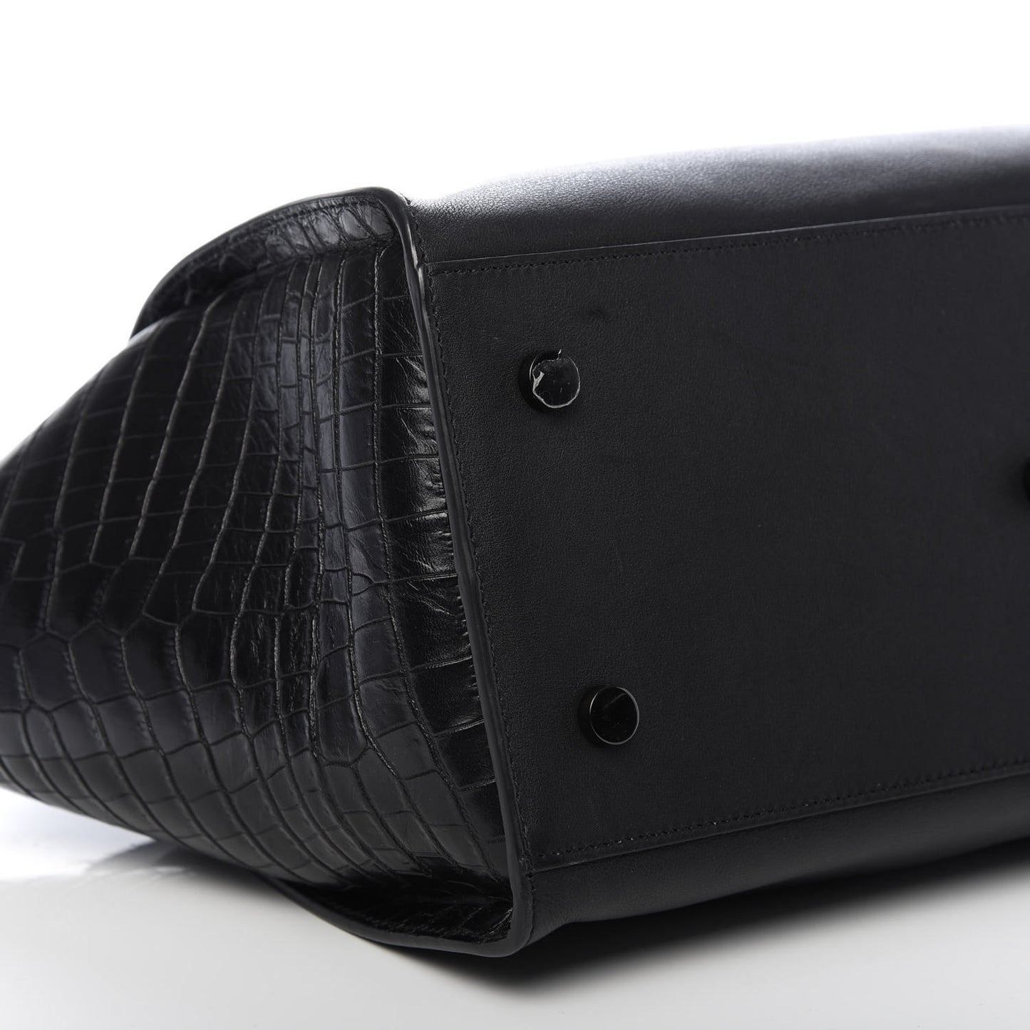 Smooth Calfskin Crocodile Embossed Small Monogram Downtown Cabas Black