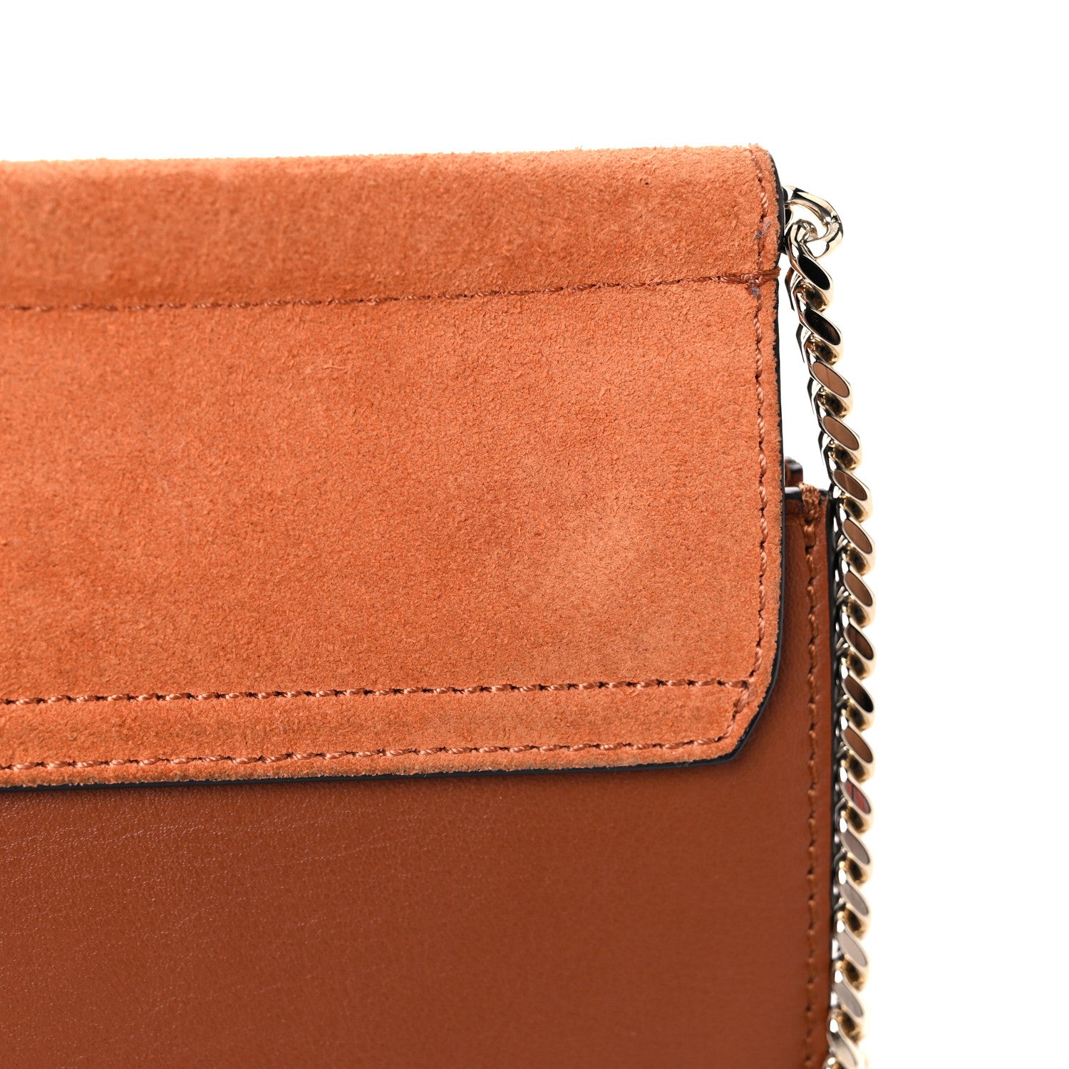 Chloe Calfskin Suede Mini Chain Faye Shoulder Bag Tobacco 13 of 14