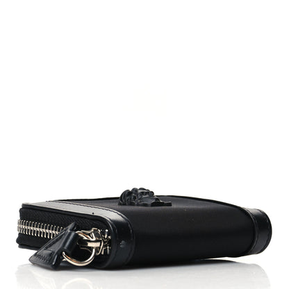 Versace Calfskin Nylon La Medusa Zip Around Lanyard Wallet Black 4 of 9