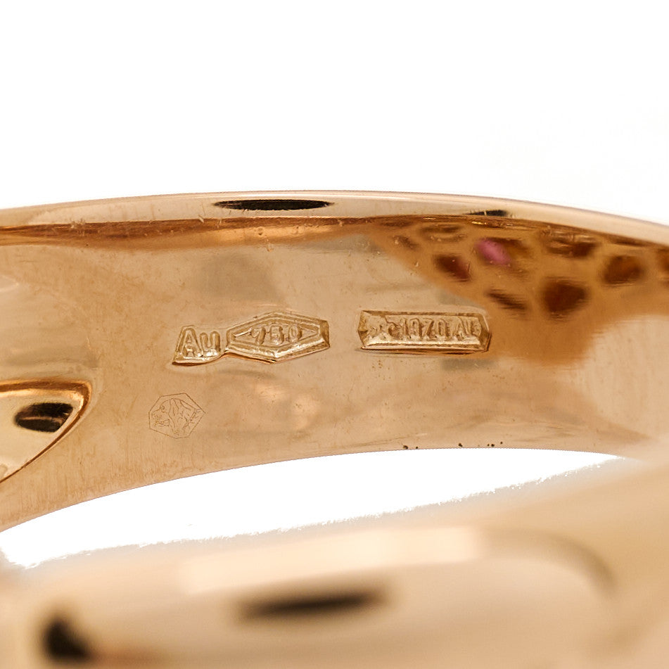 18K Rose Gold Diamond Rubellite Serpenti Seduttori Ring 56 7.5