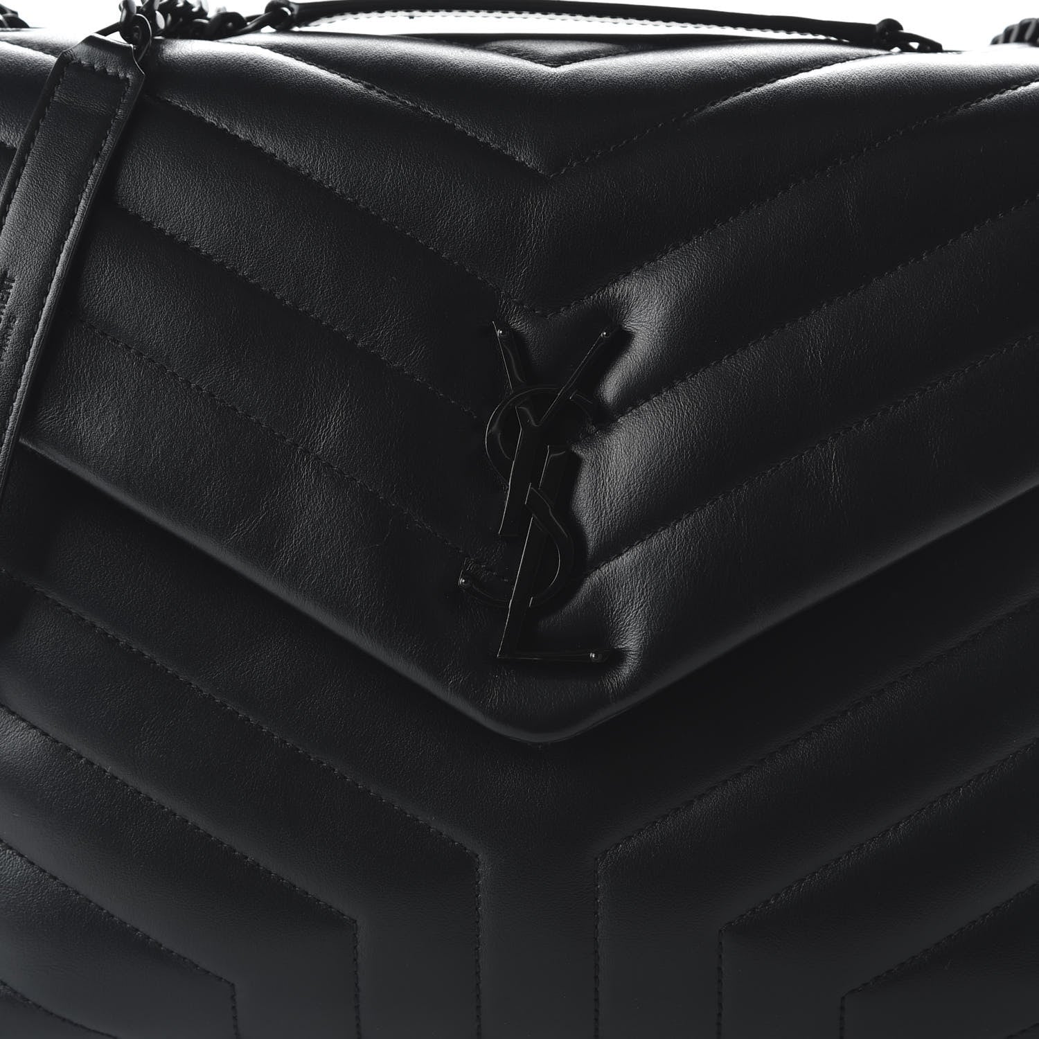 Saint Laurent Calfskin Y Quilted Monogram Medium Loulou Chain Satchel Black 7 of 9