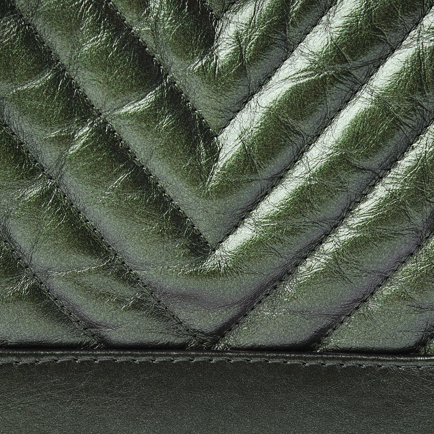 Metallic Calfskin Chevron Quilted Small Gabrielle Hobo Green