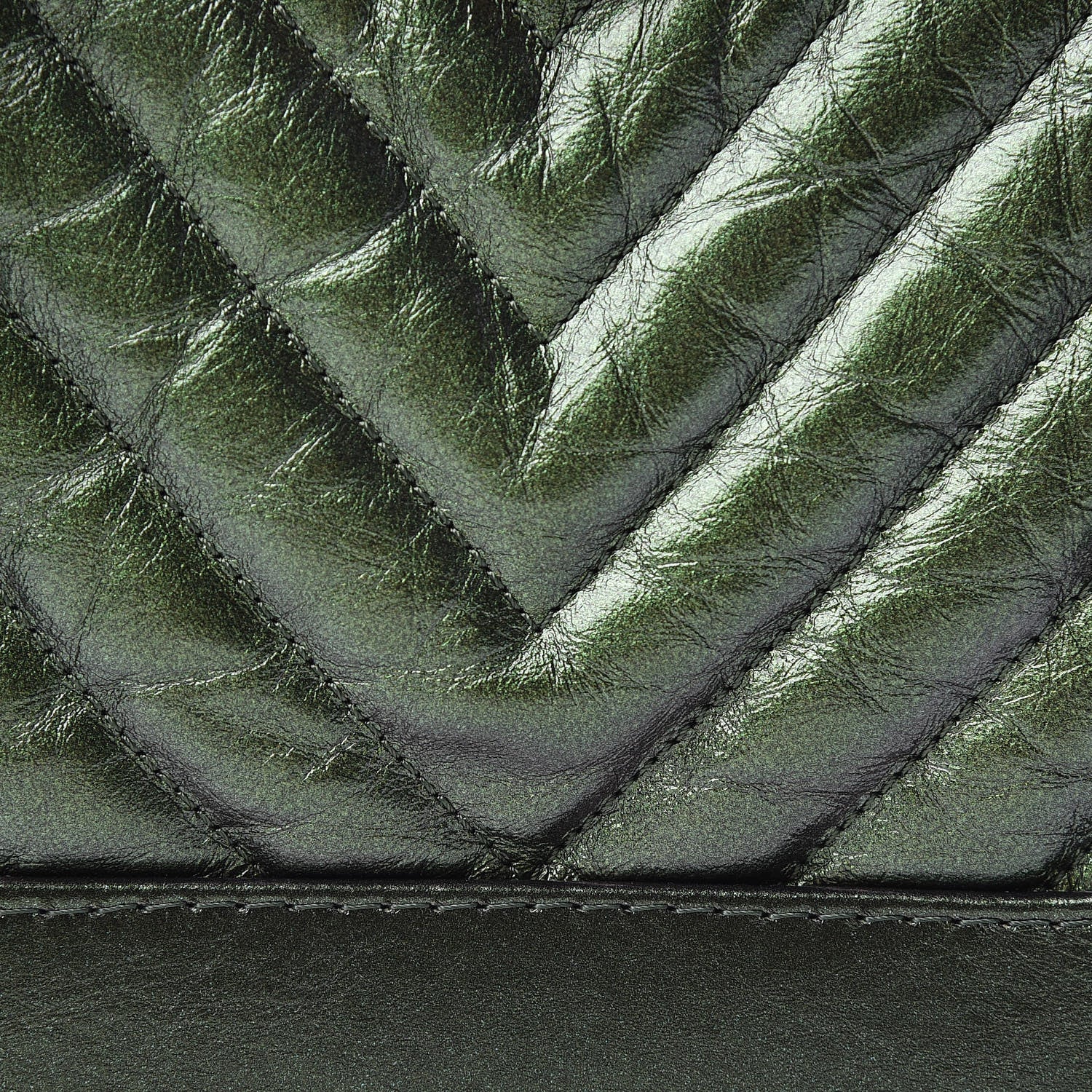 Chanel Metallic Calfskin Chevron Quilted Small Gabrielle Hobo Green 9 of 12