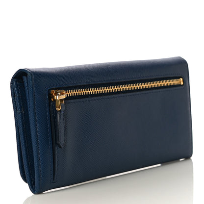 Prada Saffiano Metal Continental Flap Wallet Bleuette 3 of 11