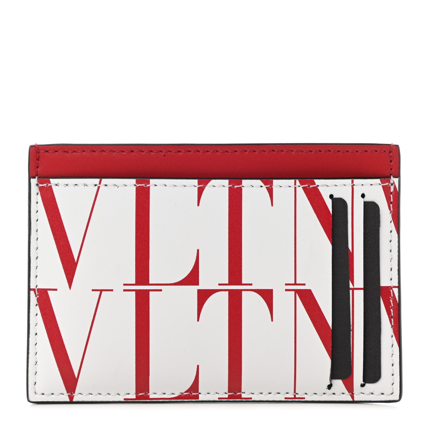 Valentino Garavani Calfskin VLTN Times Card Holder Red White 1 of 7