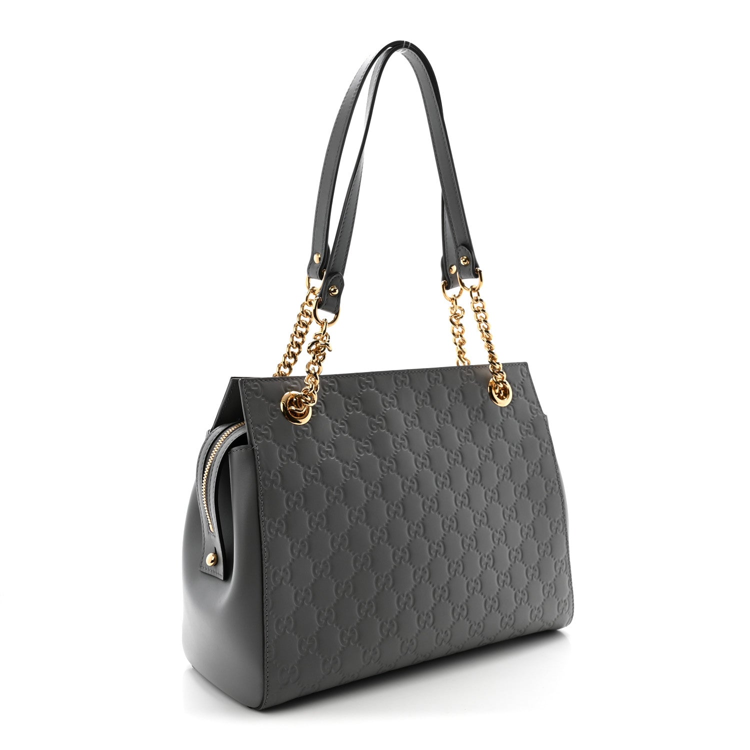 Gucci Soft Guccissima Signature Medium Shoulder Tote Bag Deep Grey 3 of 10