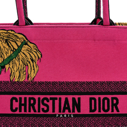 Christian Dior Canvas Embroidered Large Jungle Pop Book Tote Fuchsia Multicolor 8 of 12