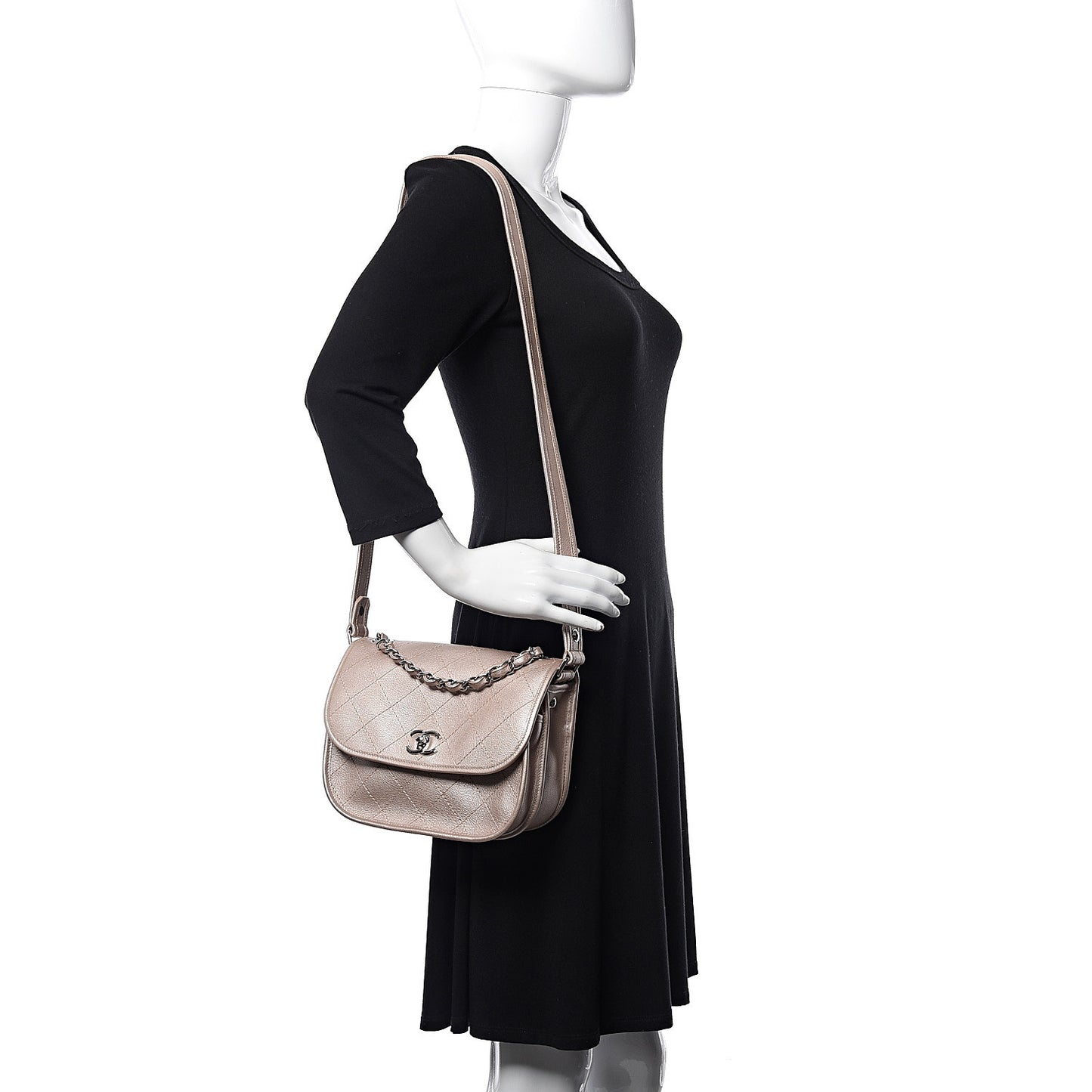 Metallic Calfskin Quilted Jungle Stroll Messenger Bag Gold