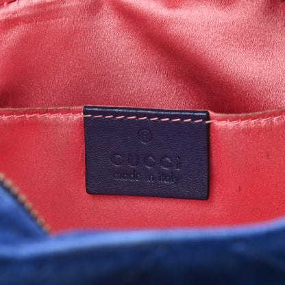 Gucci Velvet Matelasse Small GG Marmont Chain Shoulder Bag Cobalt 6 of 14