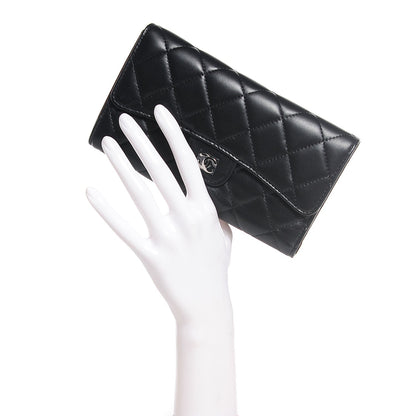 Chanel Lambskin Quilted Large Flap Wallet Black 2 of 7