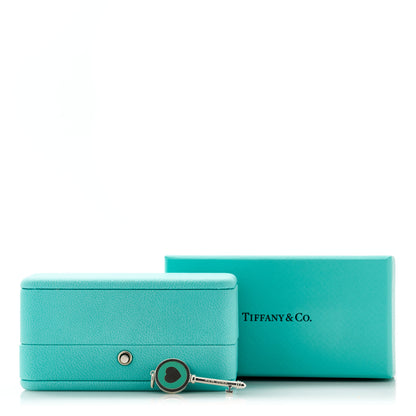 Tiffany Sterling Silver Enamel Heart Key Pendant Blue 5 of 5