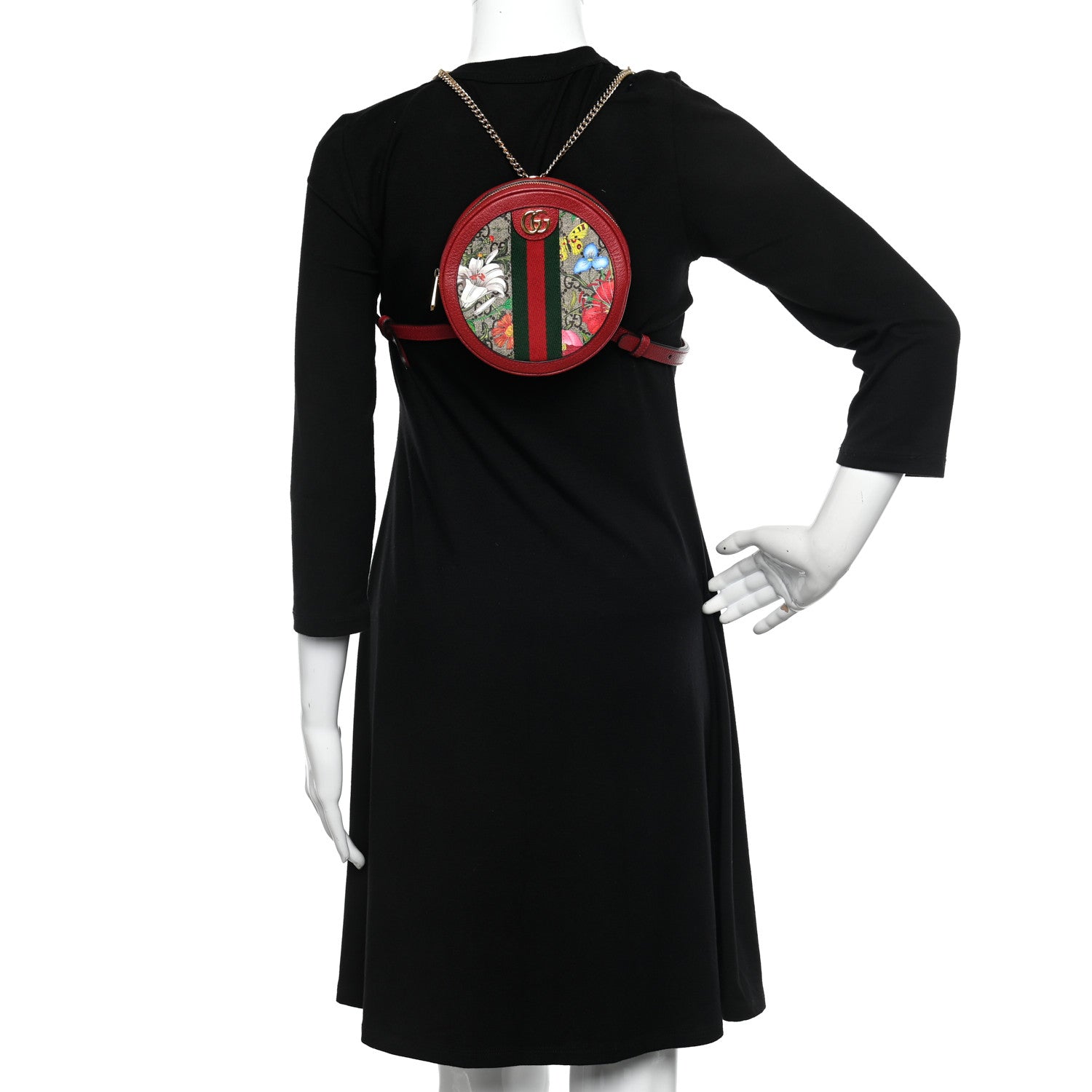 Gucci GG Supreme Monogram Web Flora Mini Ophidia Round Backpack Red 2 of 10