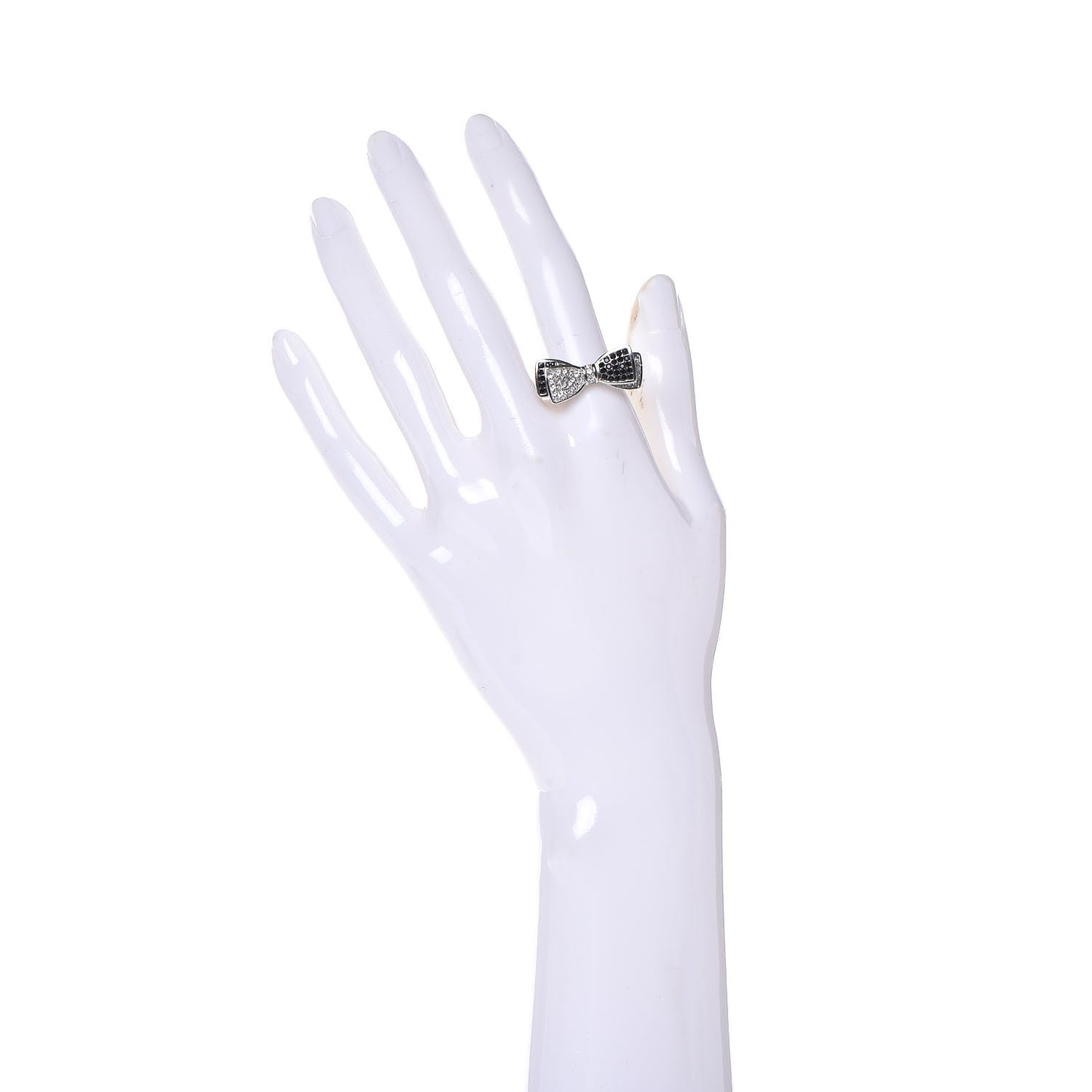 Crystal Bow Ring 7 Black Silver