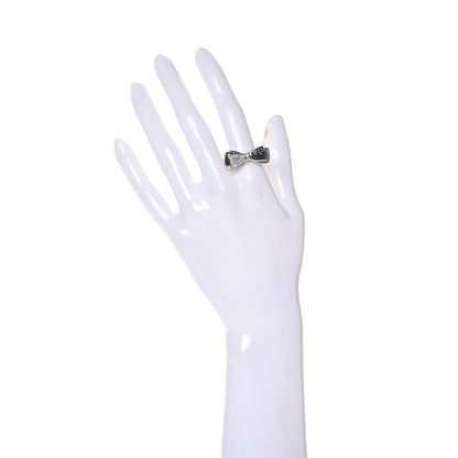 Chanel Crystal Bow Ring 7 Black Silver 2 of 5