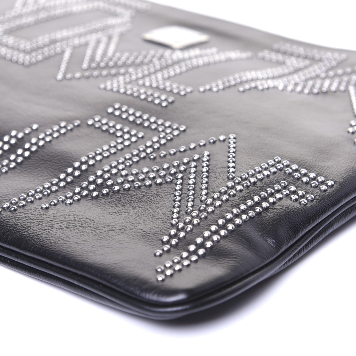 Lambskin Studded Wristlet Pouch Black