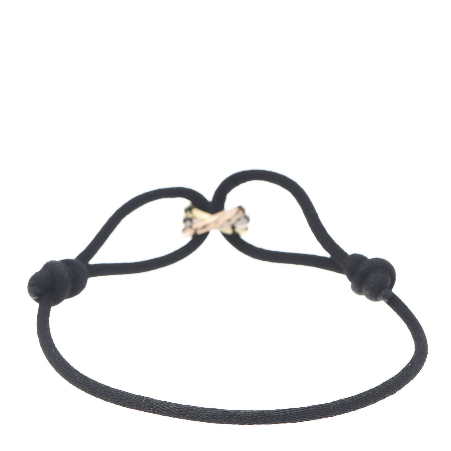18K Pink Yellow White Gold Trinity Adjustable Cord Bracelet Black