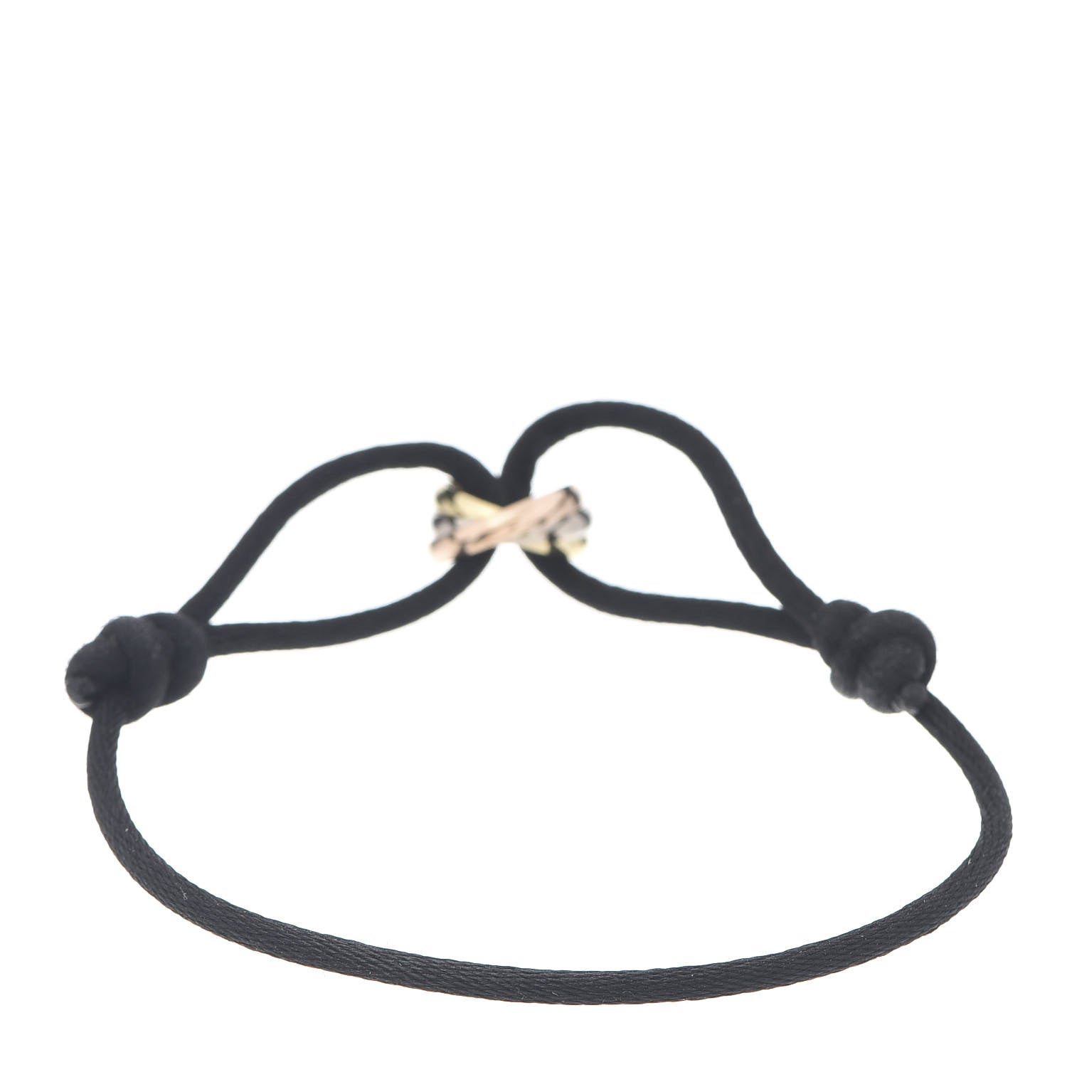 Cartier 18K Pink Yellow White Gold Trinity Adjustable Cord Bracelet Black 3 of 4