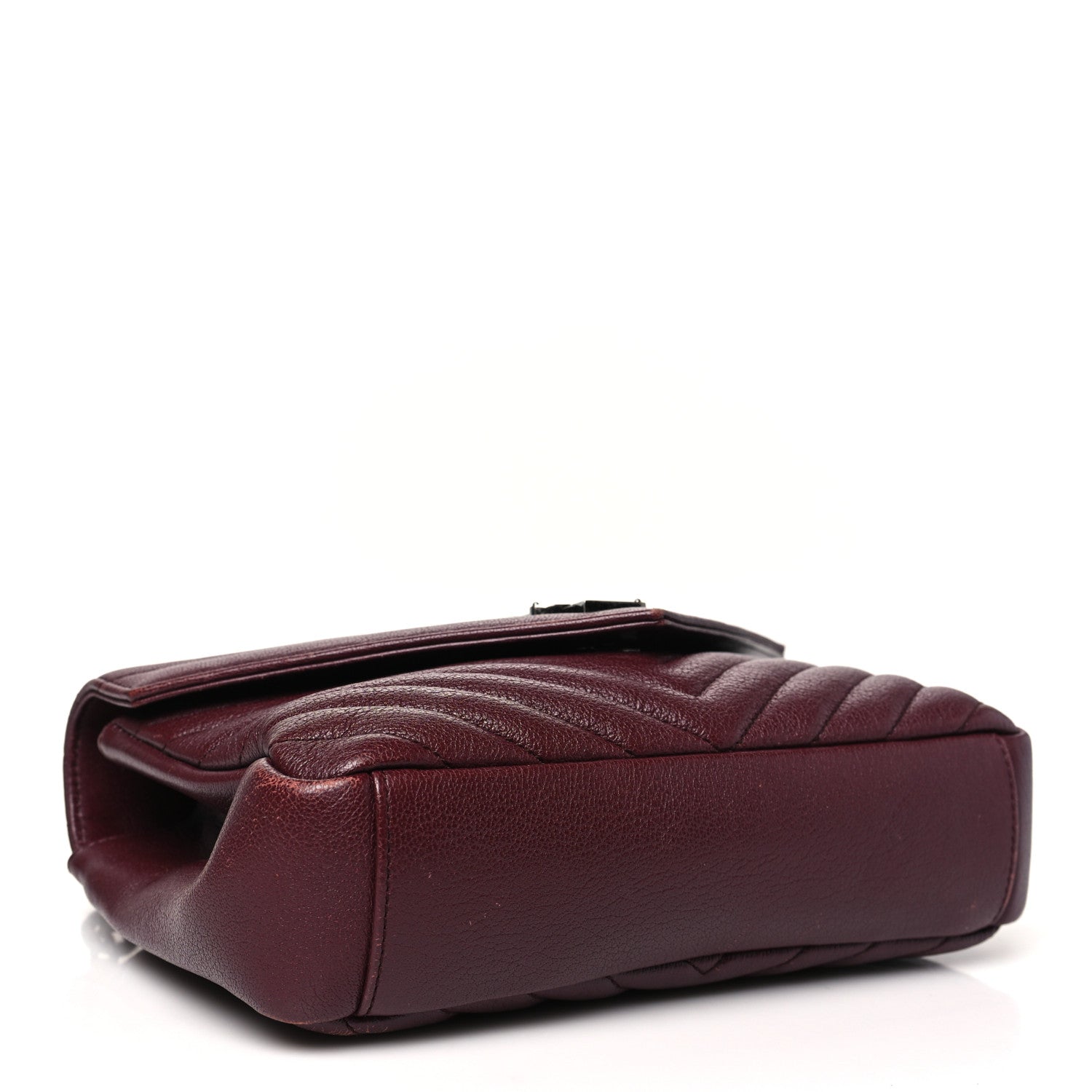 Saint Laurent Sheepskin Matelasse Chevron Monogram Medium College Bag Rouge Legion 4 of 13