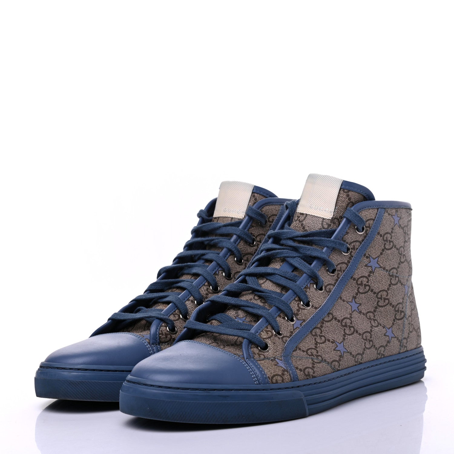 Gucci GG Monogram Supreme Stars High Top Sneakers 11 Beige Blue 3 of 14
