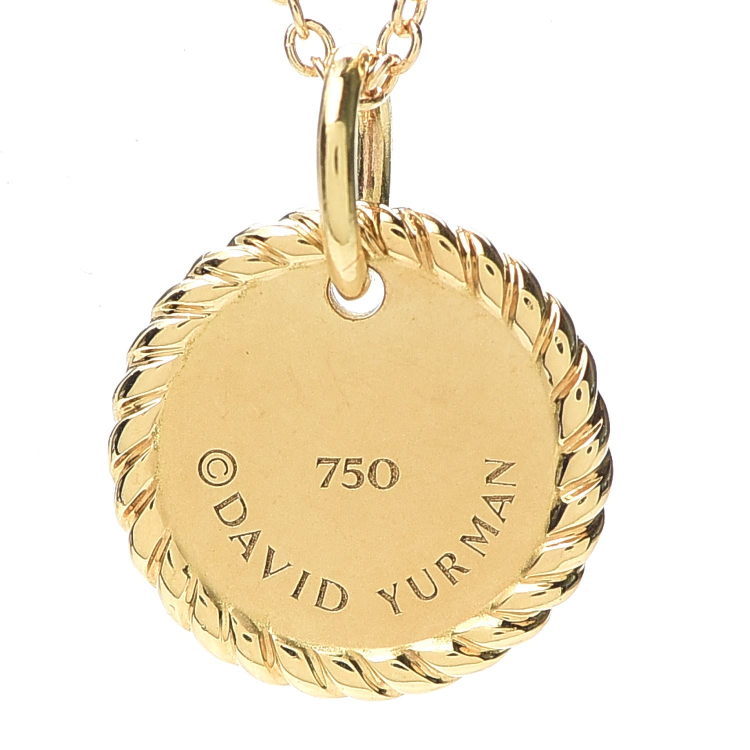 David Yurman 18K Yellow Gold Diamond Cable Collectibles Pave Charm Pendant Necklace 5 of 6