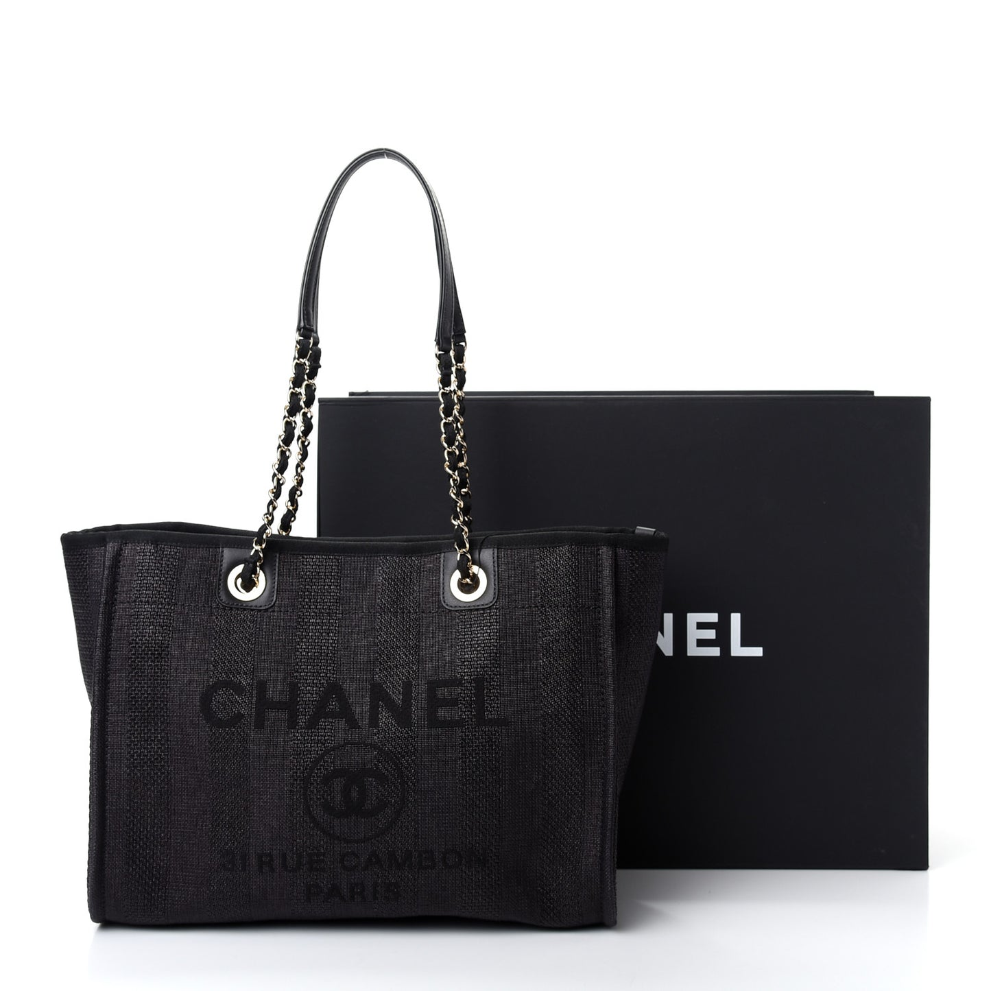 Mixed Fibers Striped Small Deauville Tote Black