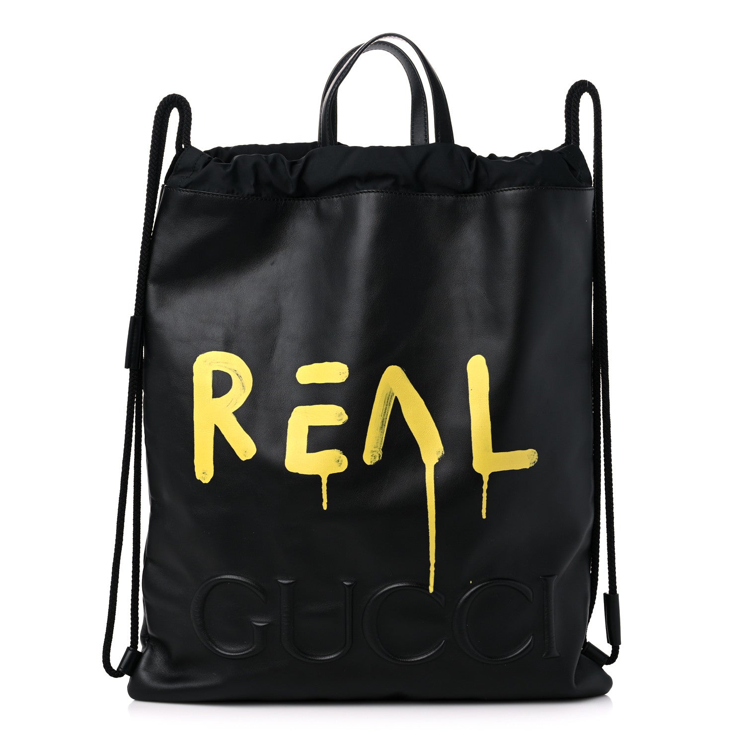 Gucci Calfskin Small GucciGhost Drawstring Backpack Black 1 of 11